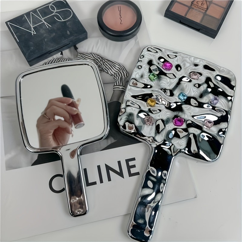 Square Rhinestone Hand Mirror Decor Vanity Mirror