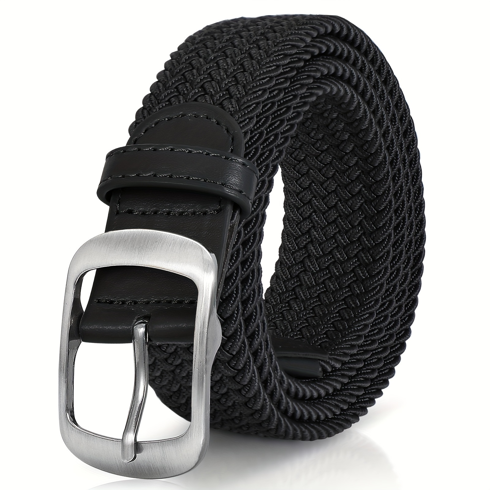 Vintage Pin Buckle Leather Belt Classic Solid Color Braided - Temu