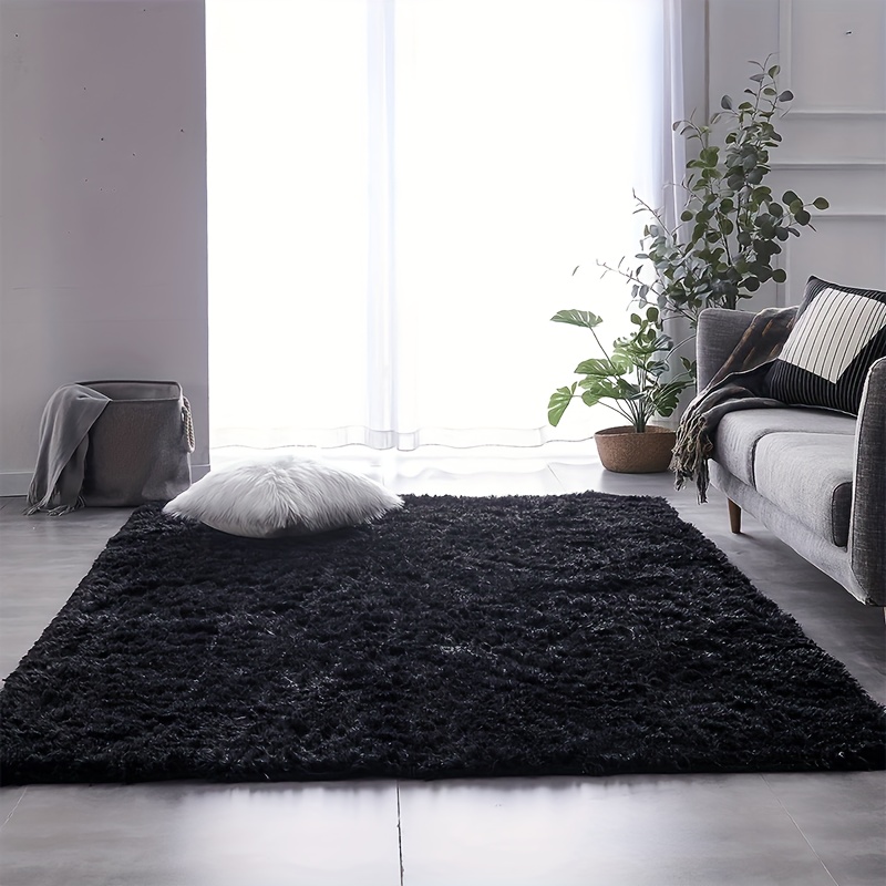 Blue Grey Shag Area Rug Modern Rectangle Plush Fuzzy Rugs - Temu