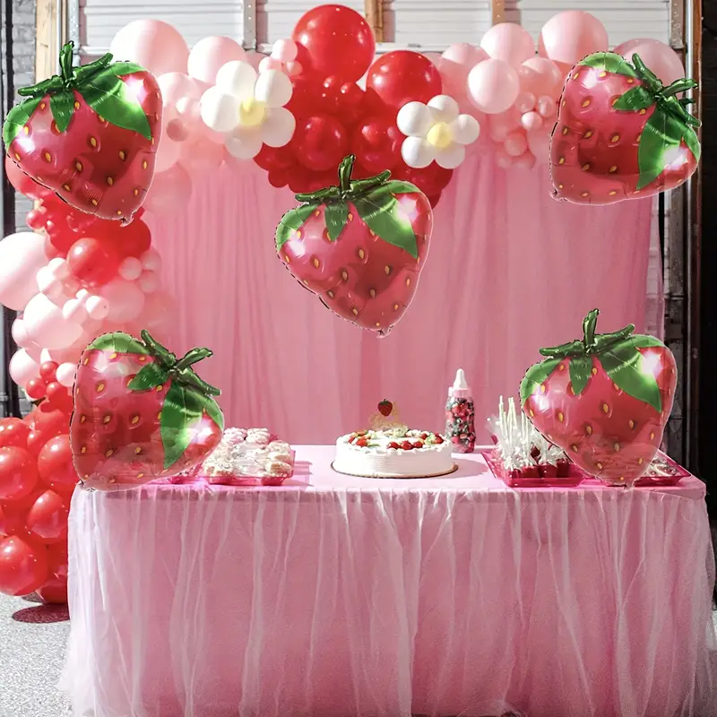 Strawberry Party Decoration Balloon Garland Arch Kit - Temu Japan