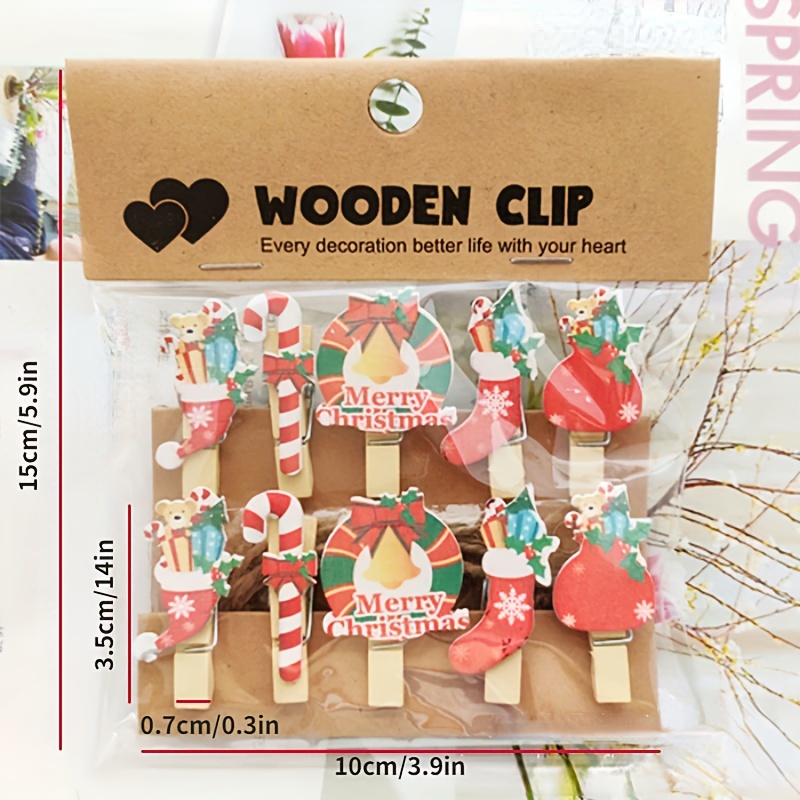 20pcs Christmas Wooden Photo Clips Mini Clothespins 50 Pack Small