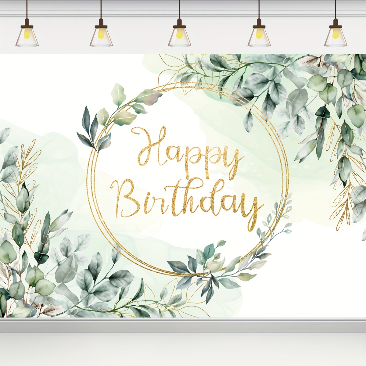 

1pc, Greenery Succulent And Eucalyptus Leaves Photography Backdrop 71"x43" Bloom Eucalyptus Leaves Photo Background For Happy Birthday Party Decoration Cake Table Banner Supplies