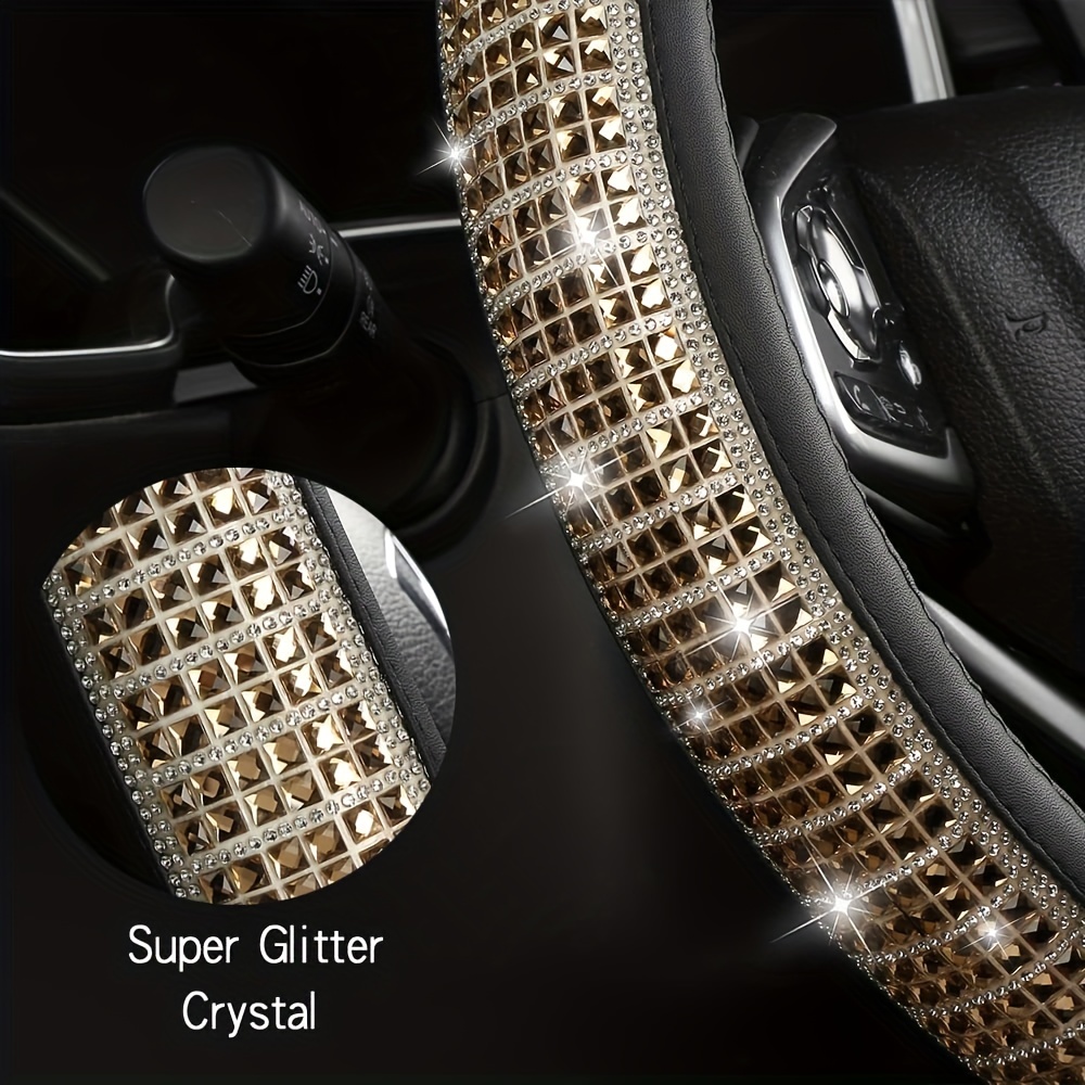 Bling Artificial Diamond Leather Steering Wheel Cover Bling - Temu