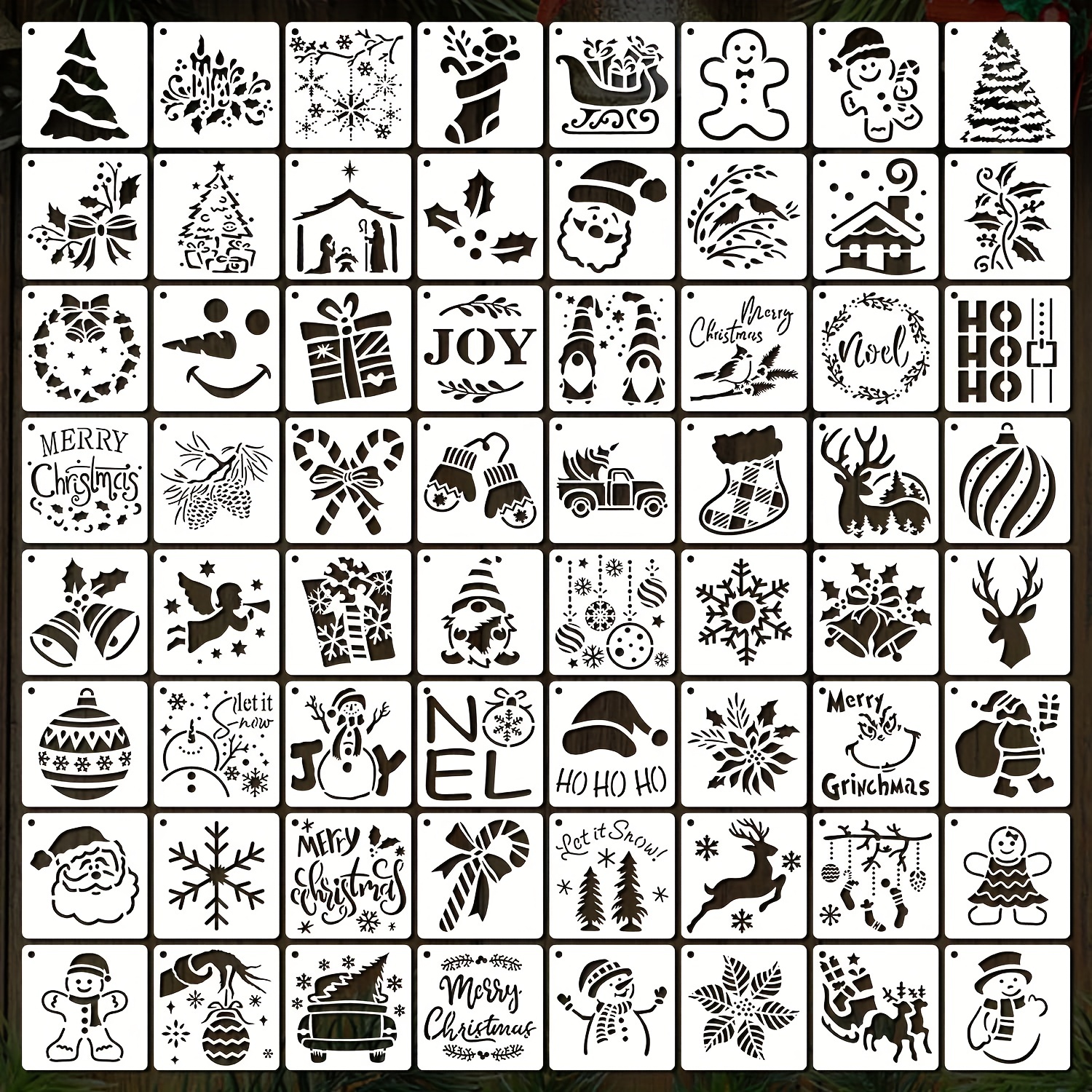 25Pcs Small Christmas Stencils for Painting on Wood Reusable 4 Inch round  Mini