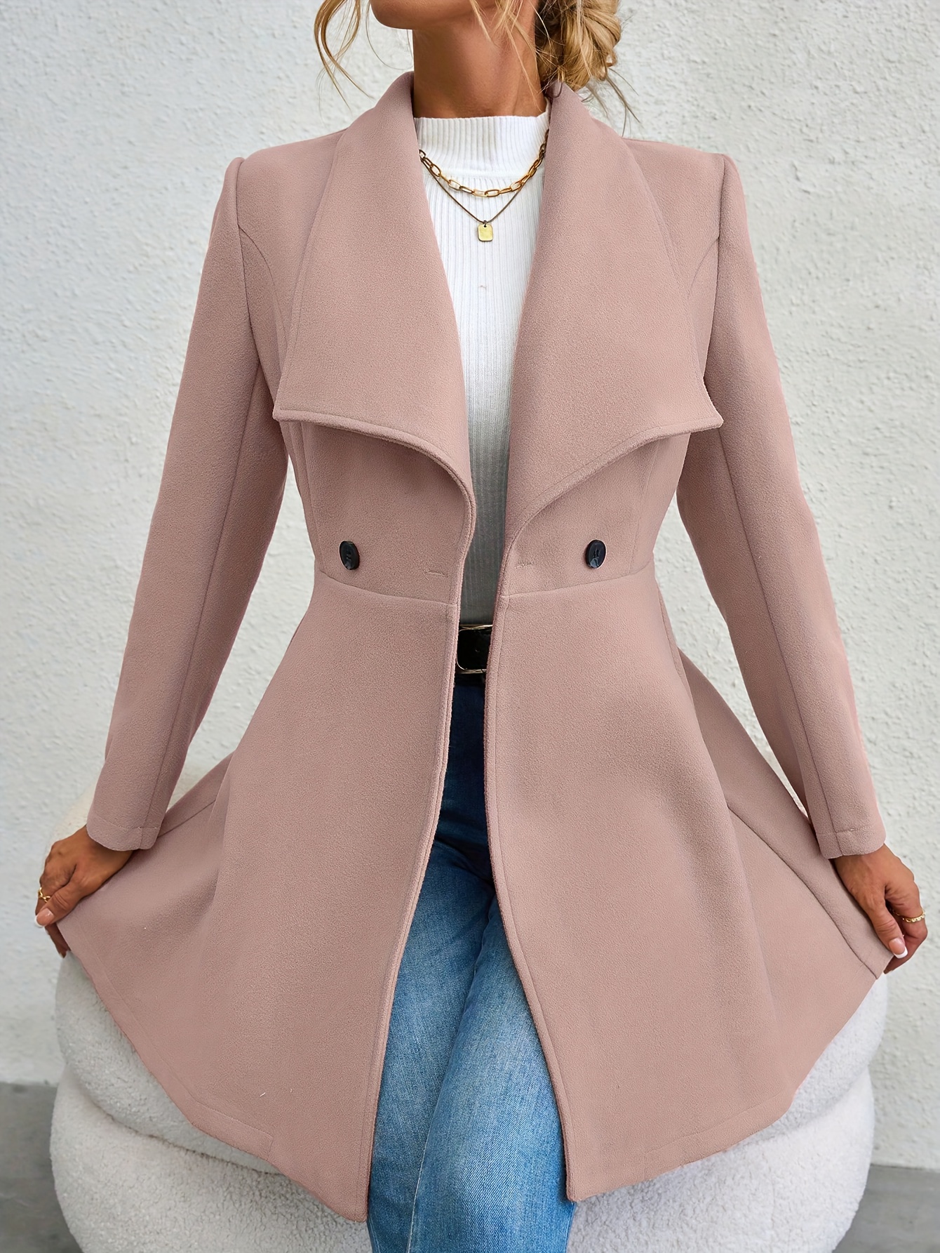 Pink wool coat plus sales size