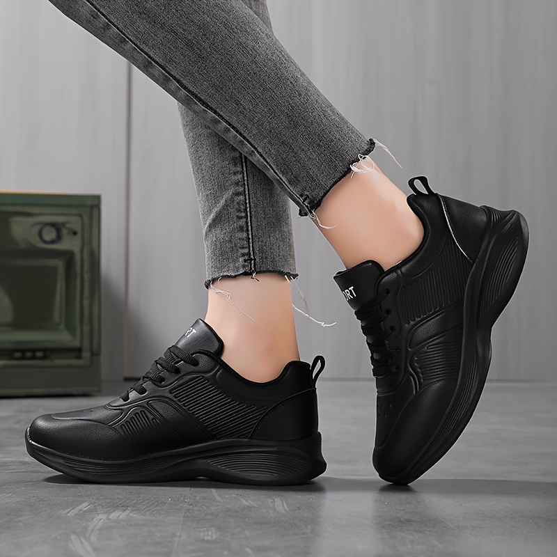 Women's Lace-up Athletic Sneakers - Letter Pattern, Waterproof, Non-slip