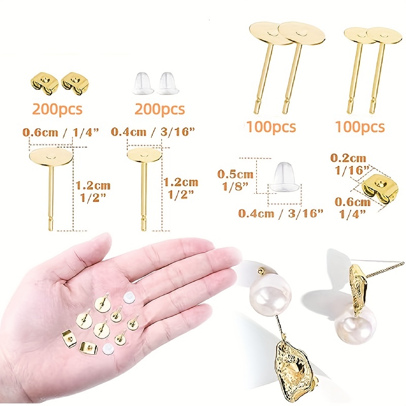 1650pcs Earring Posts And Backs beaded earring posts for jewelry making