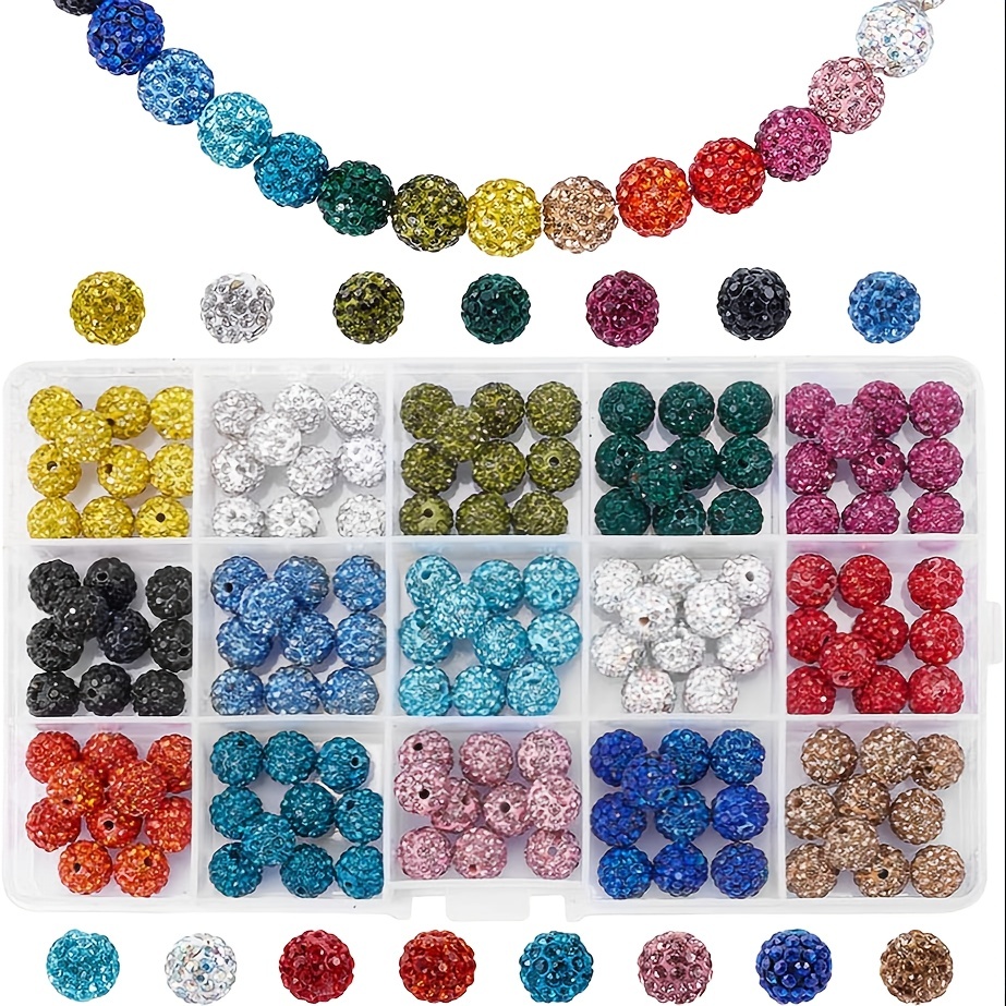 50-100pcs/lot 10mm White & Blue & Dark Blue Rhinestone Clay Disco Ball Beads, Clay Beads