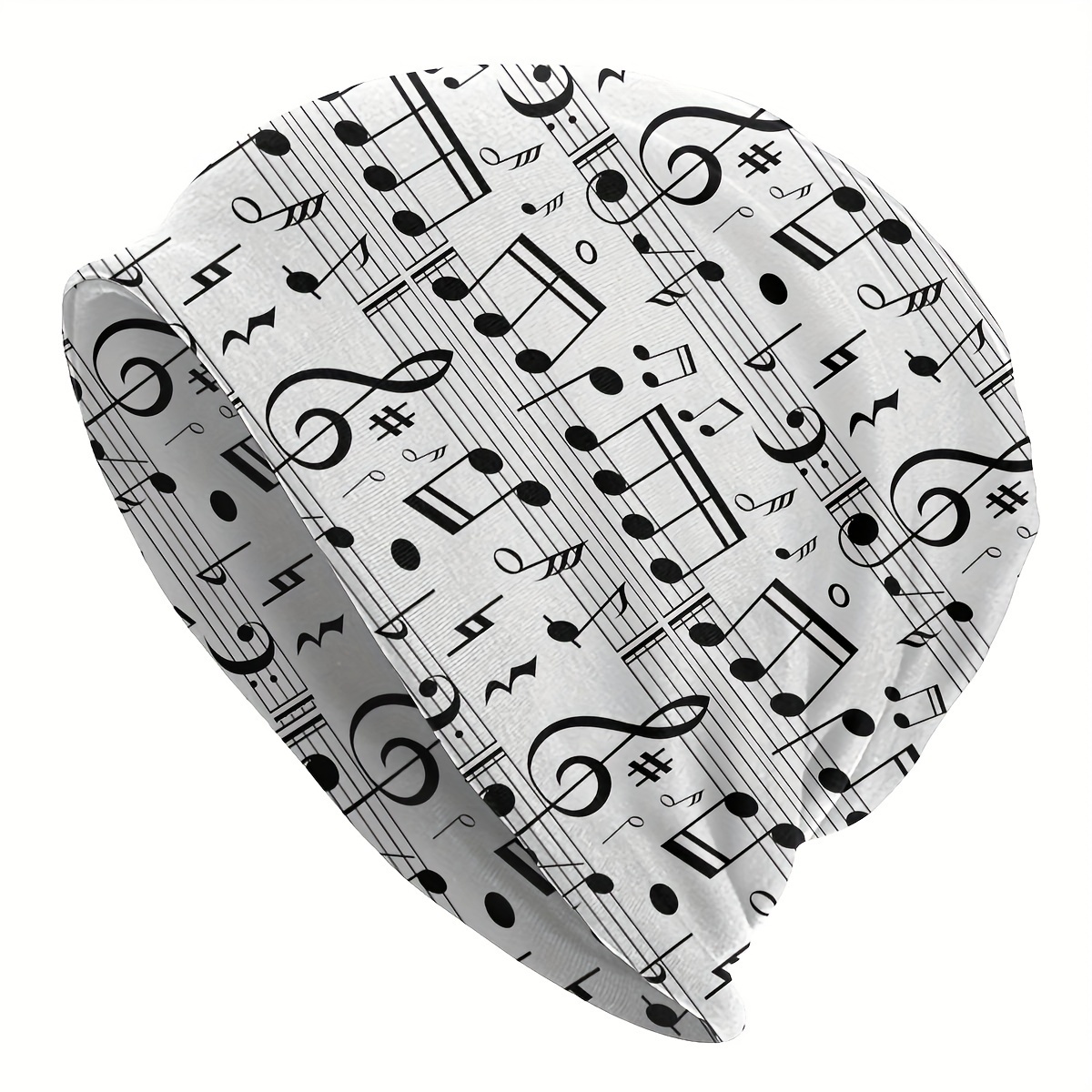 TEMU Men's Hip Hop Winter Beanie Hats With Music Notes Design
