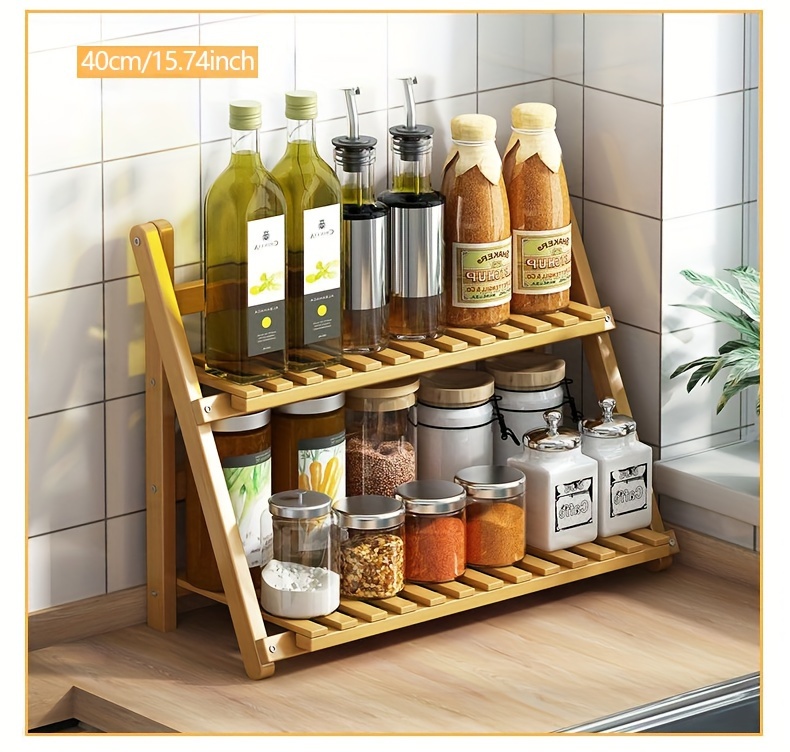 Bamboo Storage Rack Kitchen Seasoning Rack Vertical Storage - Temu