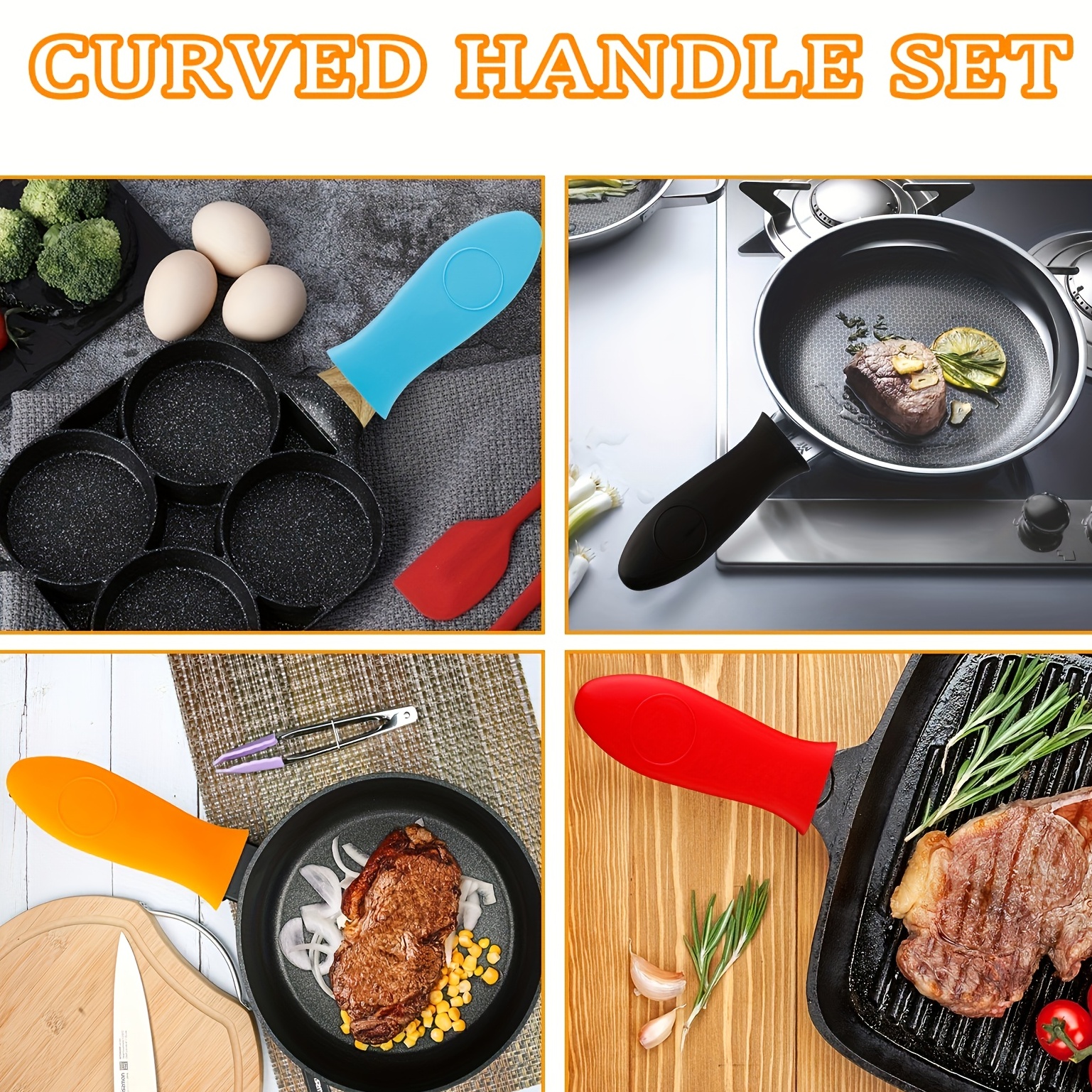 Heat Resistant Premium Silicone Handles For Cast Iron Skillets, Rubber  Silicone Handle Cases For Frying Pans For Restaurants - Temu