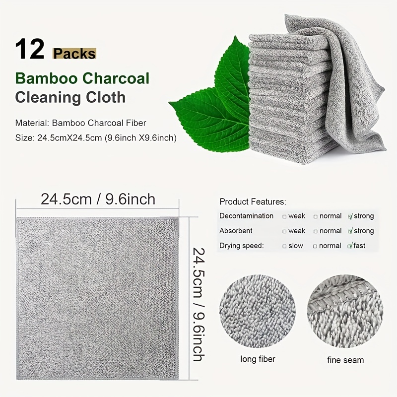 Bamboo Charcoal Washcloth, Kitchen Towel, For Kitchen Washcloth, Quick  Drying, Multi Surface Cleaning - Temu