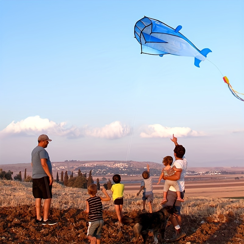 Outdoor Huge 3D Dolphin Frameless Flying Kite with 30m Line Children Kids  Software Fishing Inflatable Animal kite Toy