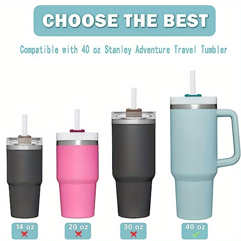 Straw Spill Stopper Cover Accessories for Stanley Cup 40 oz 30 oz Quencher,  Tumbler Accessories of 6 Straw Replacement with Cleaning Brush, 4 Leak