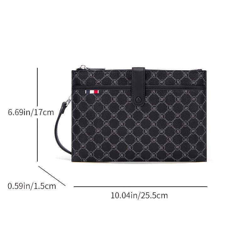 Fashion Black Leather Men's Clutch Purse Clutch Bag Wristlet Bag For M