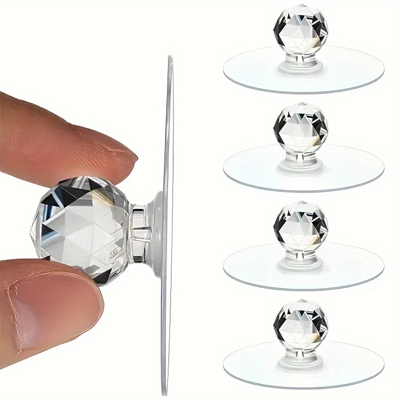 

2/8/10pcs Boutons de Porte en Cristal Transparent Utiles pour Armoires et Tiroirs, Poignées Auto-adhésives avec Crochet, Quincaillerie Décorative pour Portes de Meubles