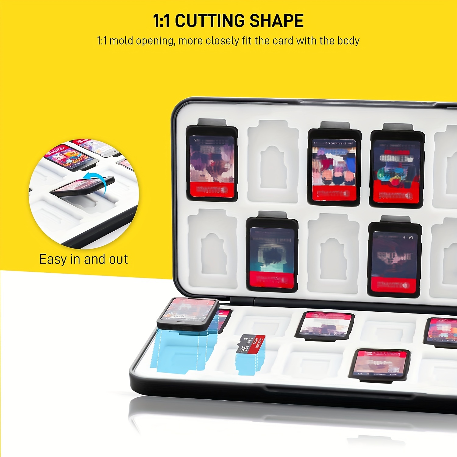Boîte de rangement de jeu pour 8 Nintendo Switch + 2 cartes SD Wit