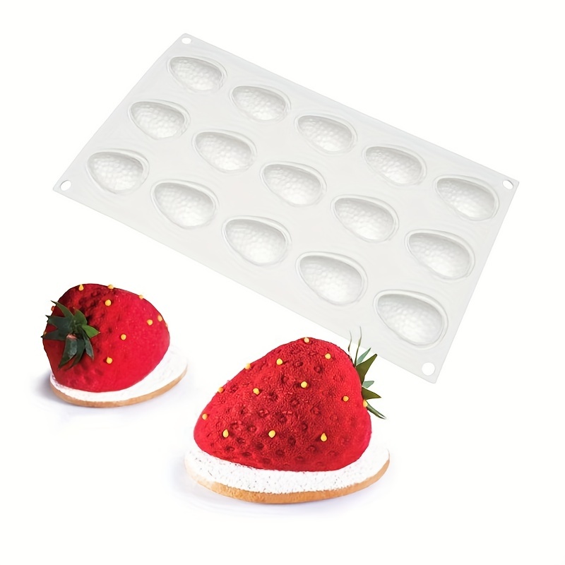 Strawberry Silicone Mold for Baking Mousse Cake, 3D Silicone Baking Molds  for Cakes, French Dessert Mold8-cavity 