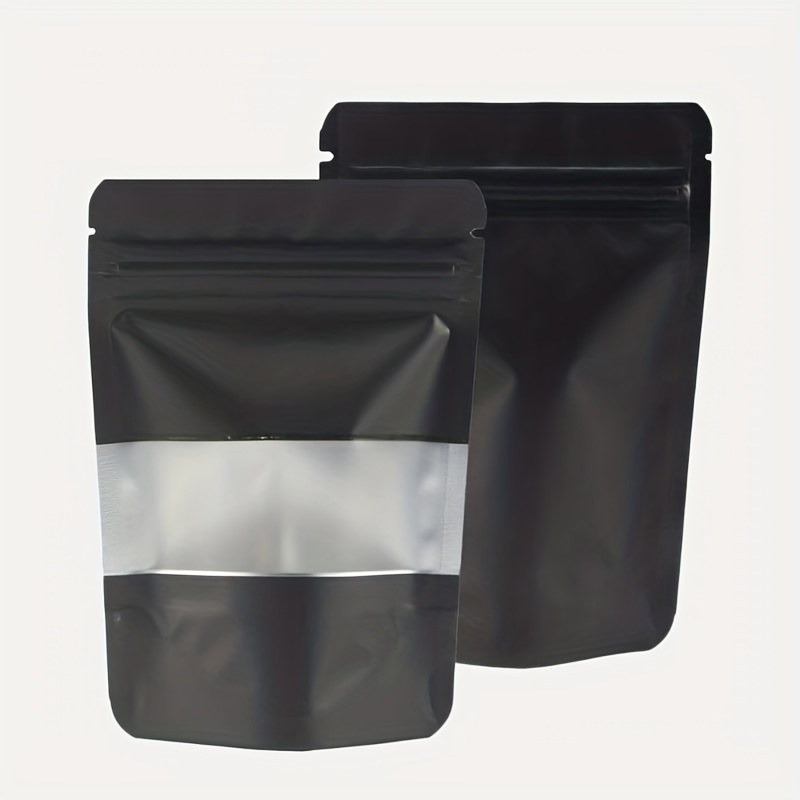 

50pcs Matte Black Resealable Zip Mylar Bag For Small Business, Food Storage Bags - Perfect For Grains/coffee/tea/snack/nut/herbal & Spices Packaging