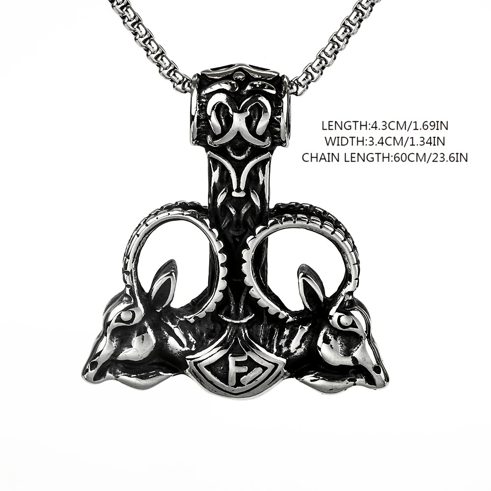 European And American Hot Style Viking Double Sheep Head Pendant