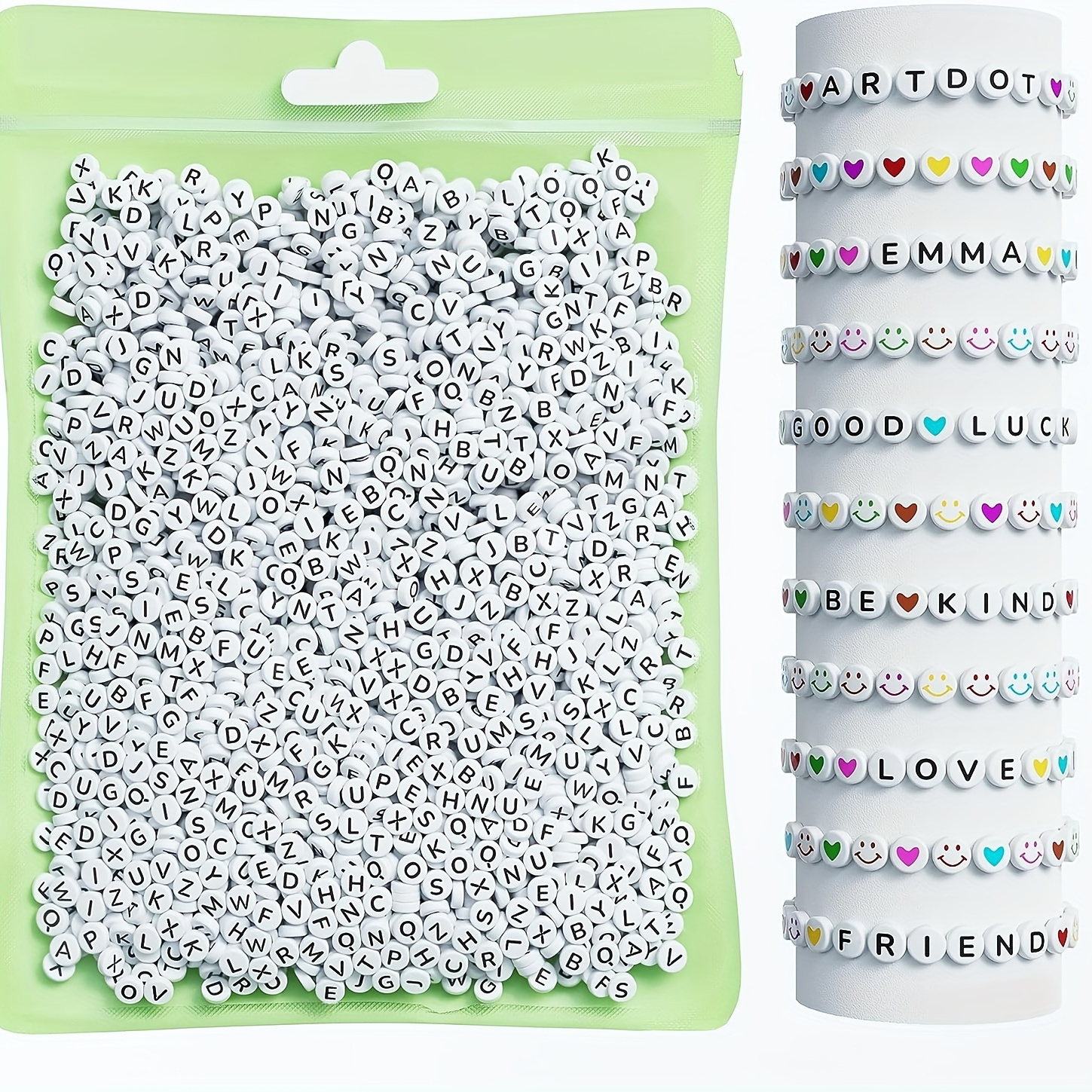 1200 Pieces Alphabet Letter Beads Set Spacer Bead 6mm A-Z Beaded Round for  DIY Jewelry Making Findings Art Crafts Bracelets
