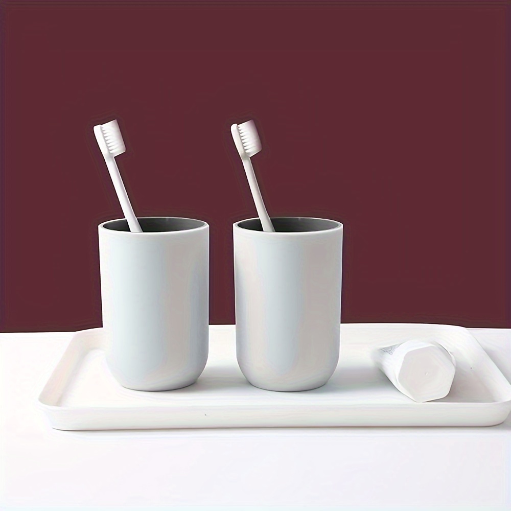 Vaso de baño de cerámica, 2 piezas reutilizables para enjuague bucal para  parejas, juego de vasos de cepillado de dientes con bandeja, soporte para