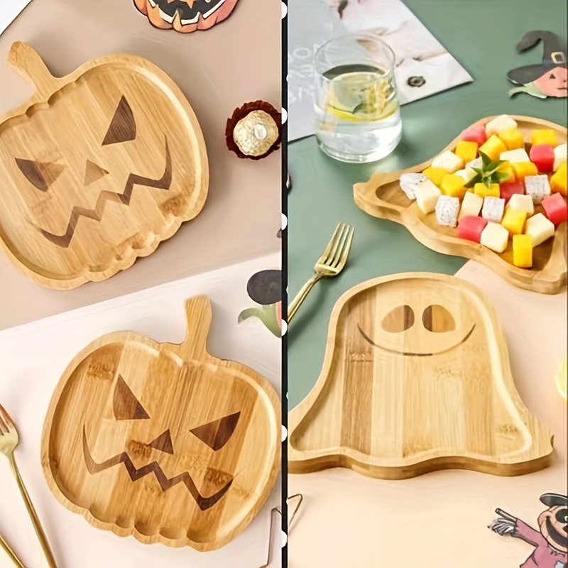 polished wooden pumpkin plate abstract art halloween decor Temu