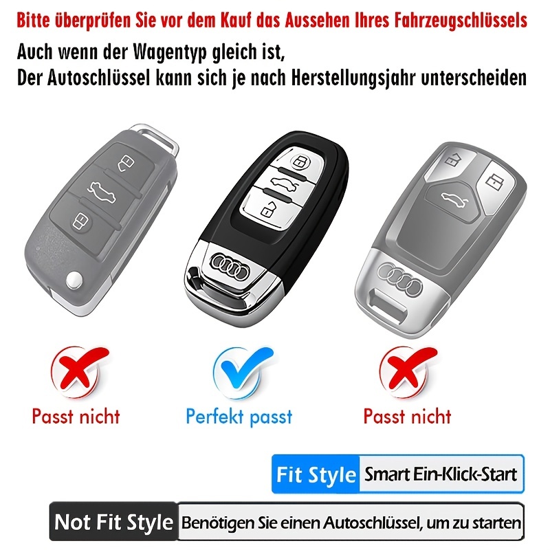 Audi Schlüssel Hülle, Weiches TPU Schutzhülle Schlüsselhülle für Audi A1 A3  A6 Q2 Q3 Q7 TT TTS R8 S3 S6 RS3 RS6