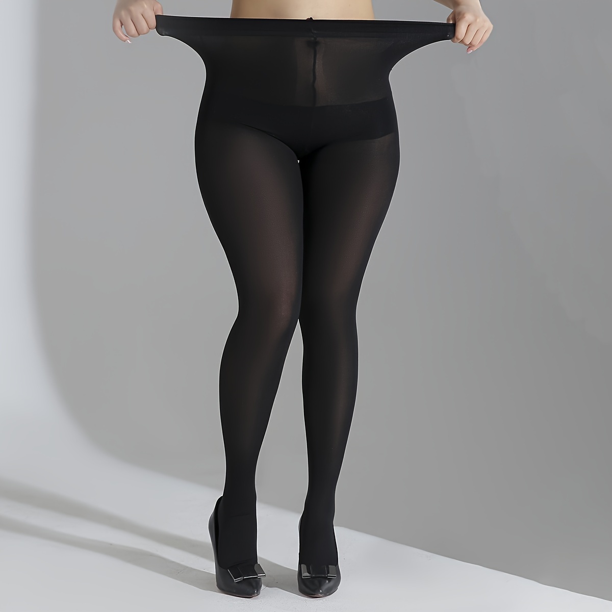 1pair Women's Splicing Sheer Black Stockings, Tights, Pantyhose