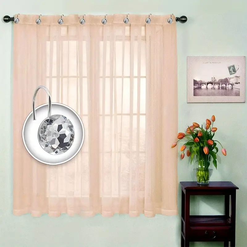 Shower Curtain Hooks Decorative Round Shower Curtain Rings - Temu Canada