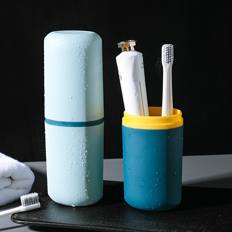Estuche para cepillos de dientes Recipiente para pasta de dientes Plástico  sanitario a prueba de polvo Soporte para uso diario Soporte Dormitorio para  el hogar Viajes Camping Escuela Azul nórdico Inevent HA027950-03