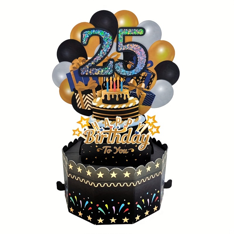 Black & Gold  Birthday cakes for men, 25th birthday cakes, 50th birthday  cakes for men