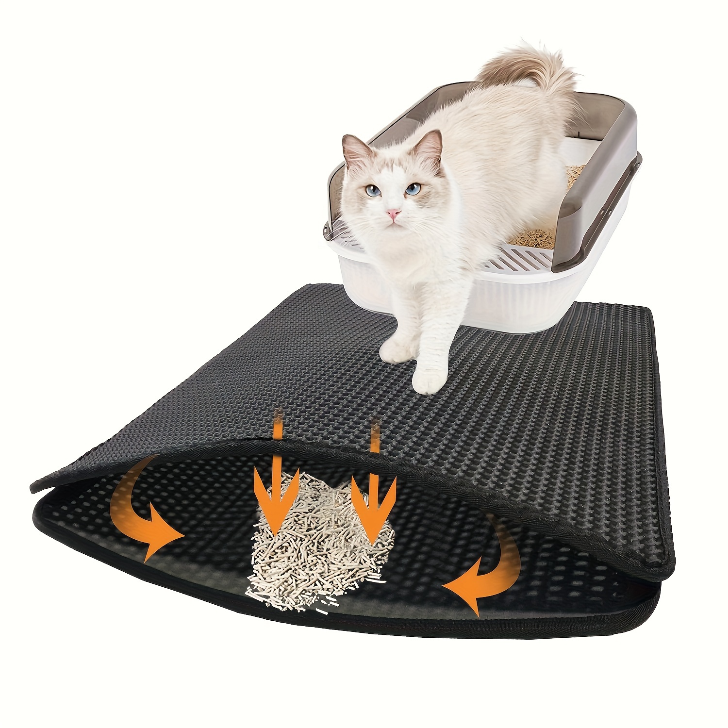 Cat Waterproof Litter Trapping Mat, Double Layer Eva Washable Cat Litter Mat  With Non-slip Backing For Cleaning Supply - Temu