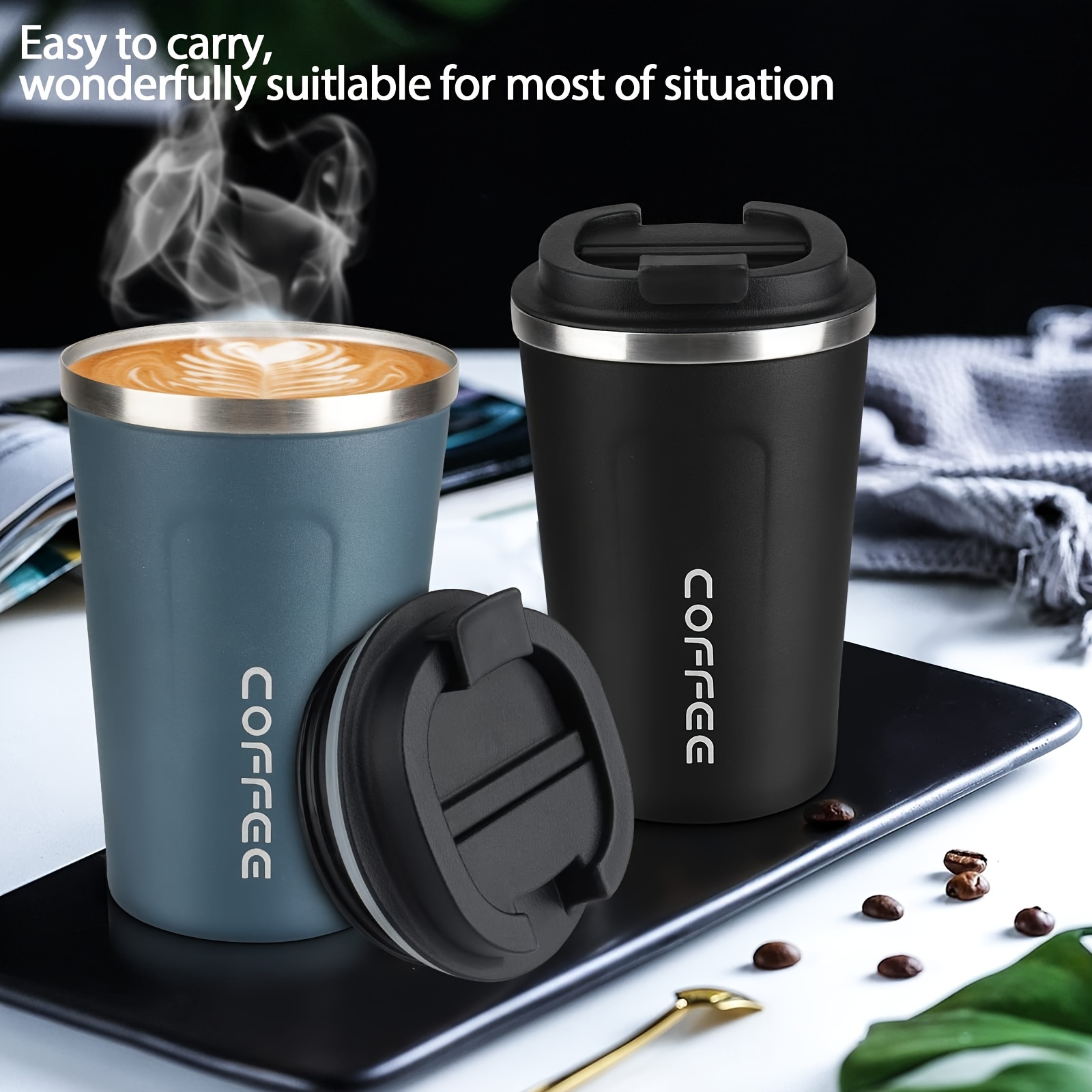 Travel Coffee Mug, 17 oz Insulated Tumbler Coffee Cups with Lids Spill Proof, Leakproof Stainless Steel Double Wall Vacuum Tumblers for Iced / Hot