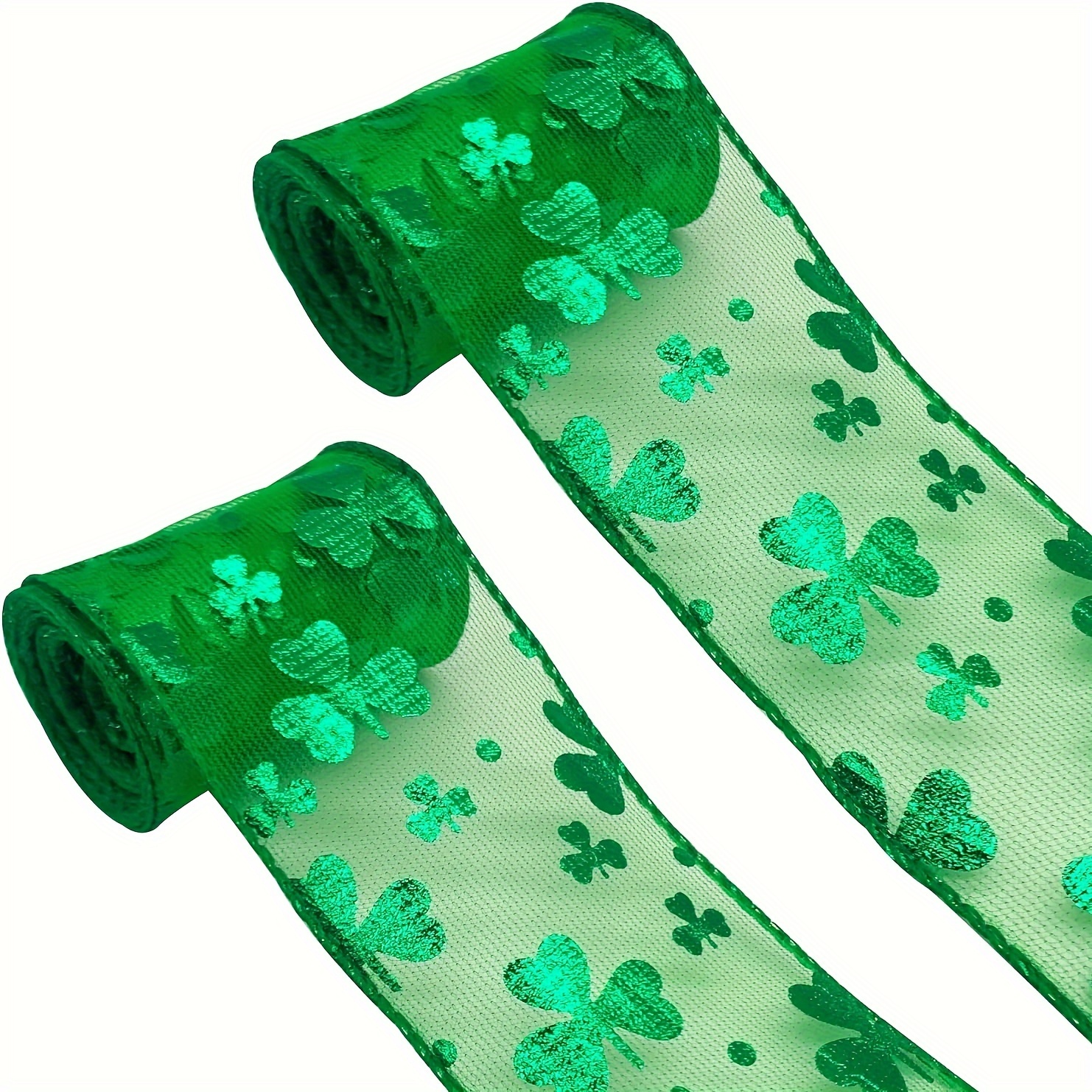 St. Patricks Day Ribbon Flower Bouquet Gift Wrapping Bow Ribbon Packing Supplies for DIY Sewing Craft Green, Size: 5