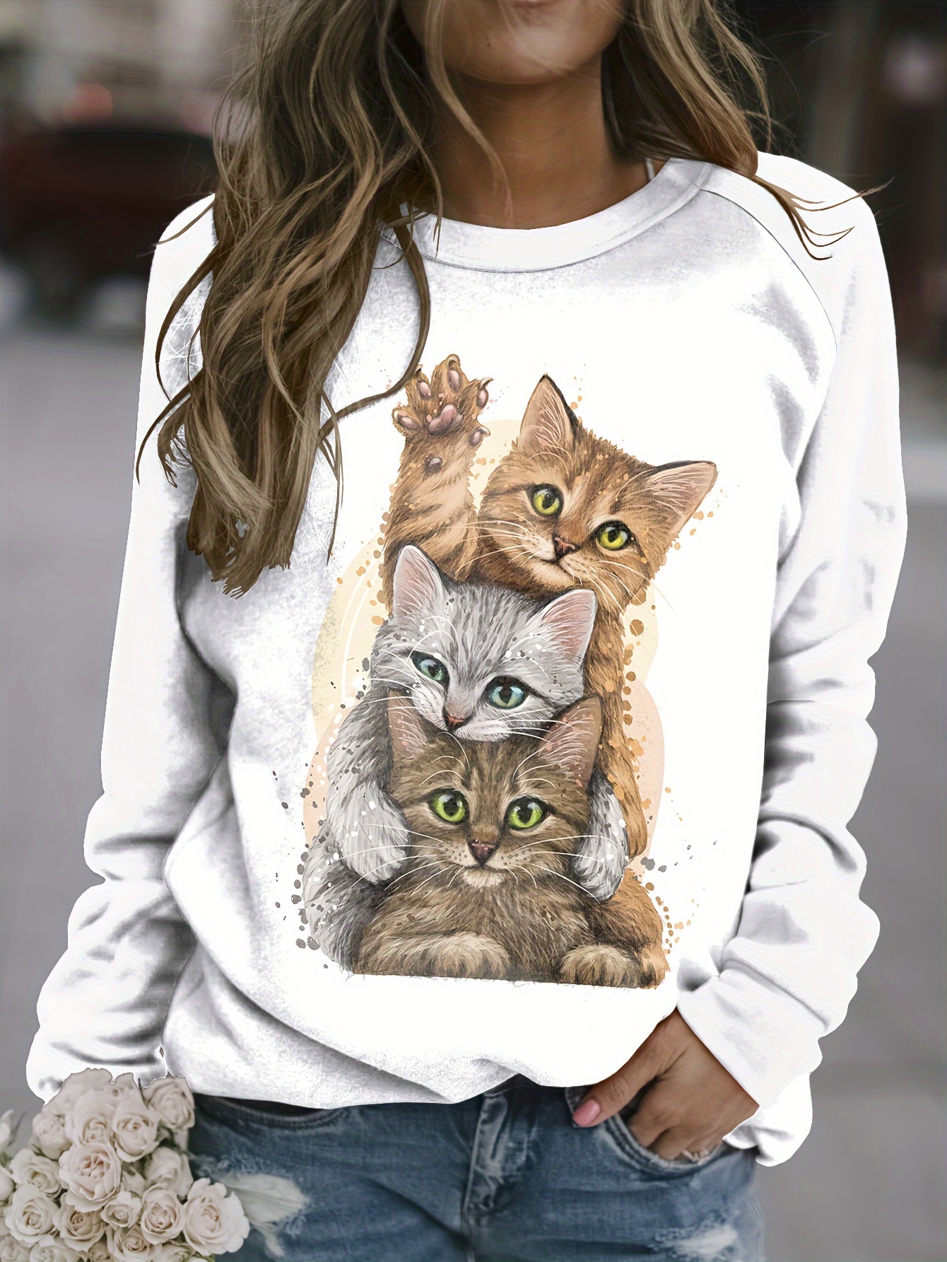 Plus Size Casual Sweatshirt Women's Plus 3d Cute Dog Print - Temu