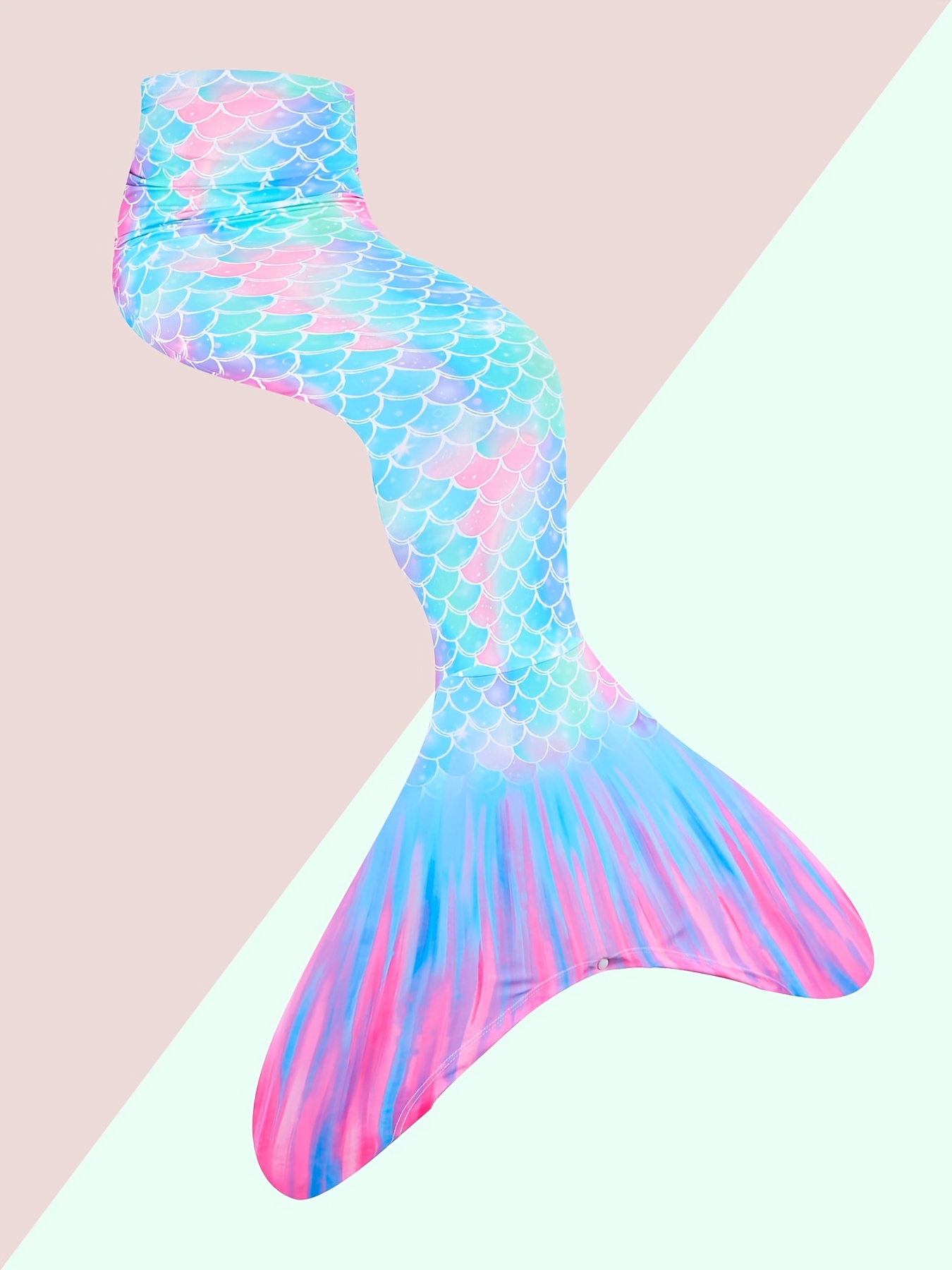 Girl's Mermaid Tail Swimsuit Tie Dye Fish Scale Pattern