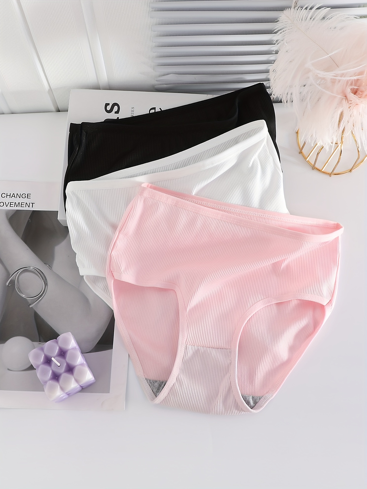 Ribbed Sports Panties Comfy Breathable Elastic Hipster - Temu Canada