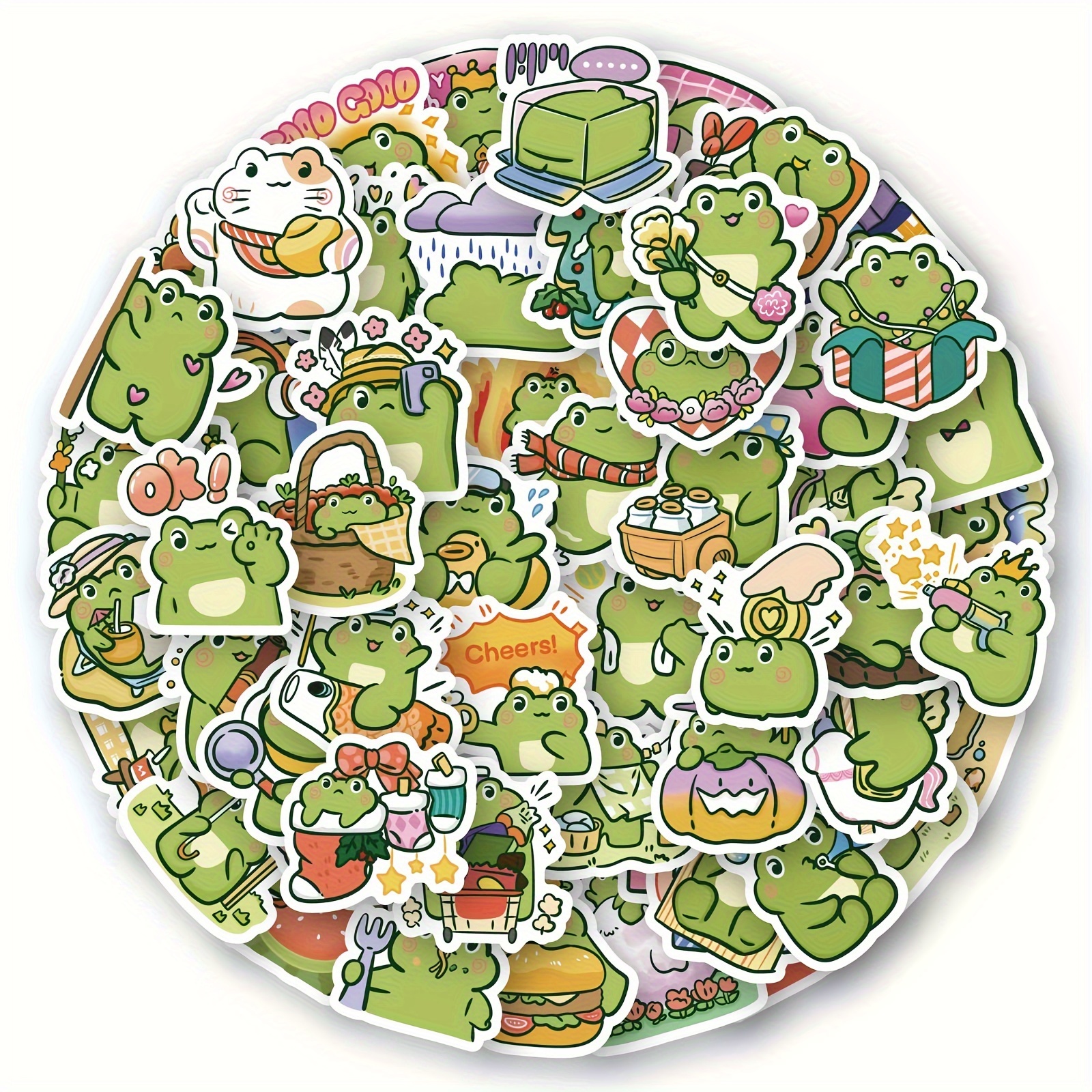 500pcs Frog Stickers Roll Cute Aesthetic Vinyl Stickers For Laptop, Guitar,  Skateboard, Luggage, Gift For Frog Lovers Teen Birthday Party