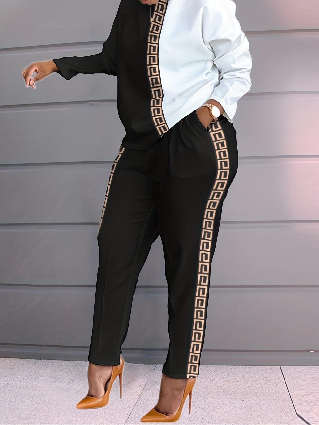 Casual Workout Solid Pantsuits Two piece Set Long Sleeve - Temu Austria