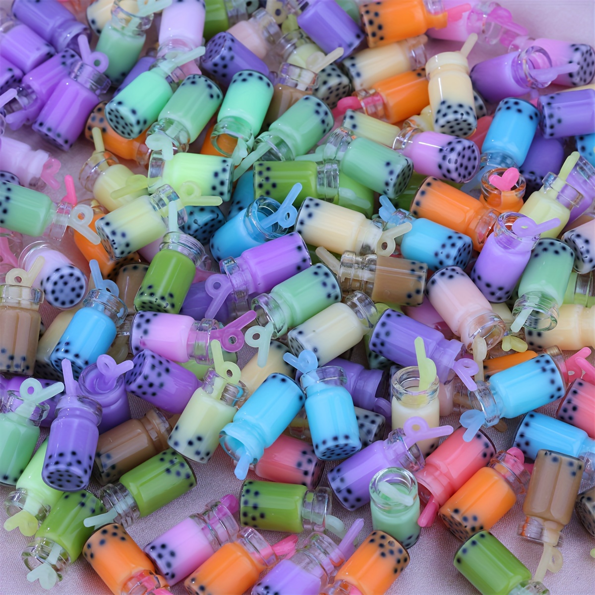 10pcs 8-30 Styles Mix Glass Bottles, Milk Tea Cup Charms For Diy Keychain  Bracelets Necklace Jewelry Making