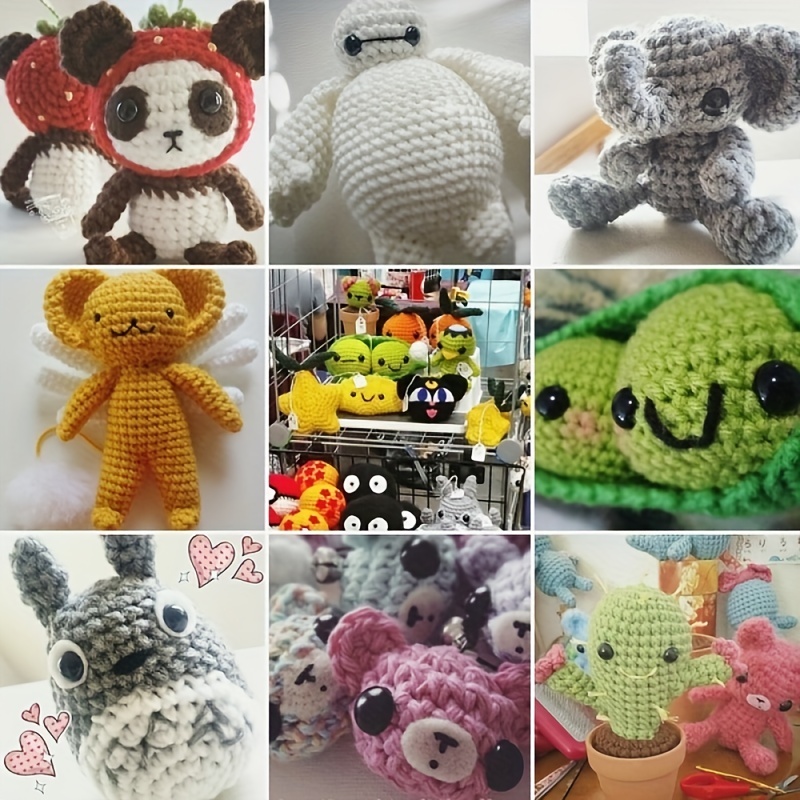  100pcs Sew On Black Button Eyes Sewing Eye for DIY Puppet Doll  Stuffed Animal Eyes Knitting & Crochet Amigurumi Crafts