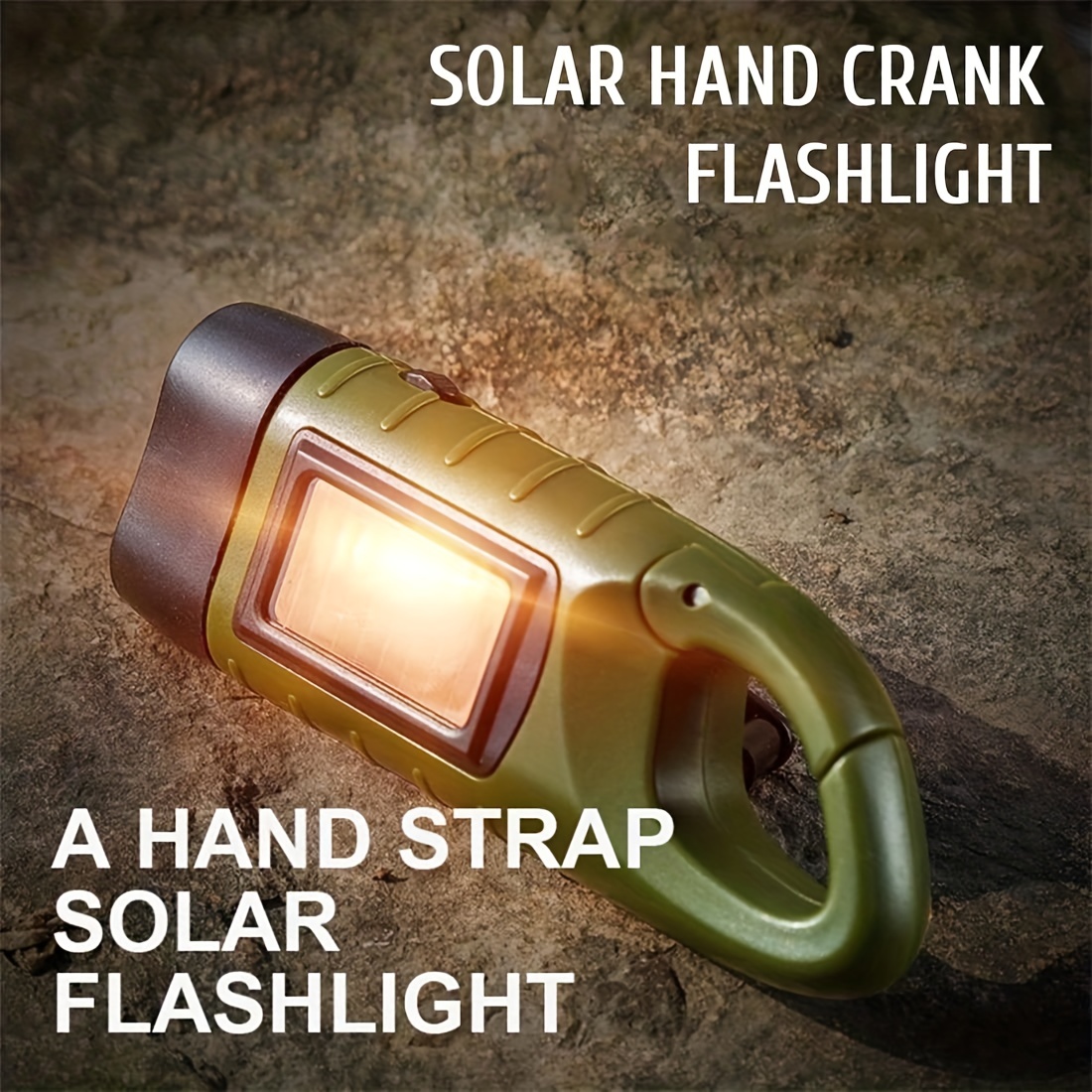 Hand Crank Solar Powered Flashlight, Emergency Rechargeable Led Flashlight,  Survival Flashlight, Quick Snap Carbiner Dynamo Flashlight Torch For Outdo