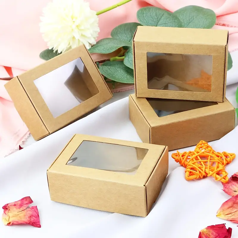  30 Pieces Mini Kraft Paper Box with Window Soap