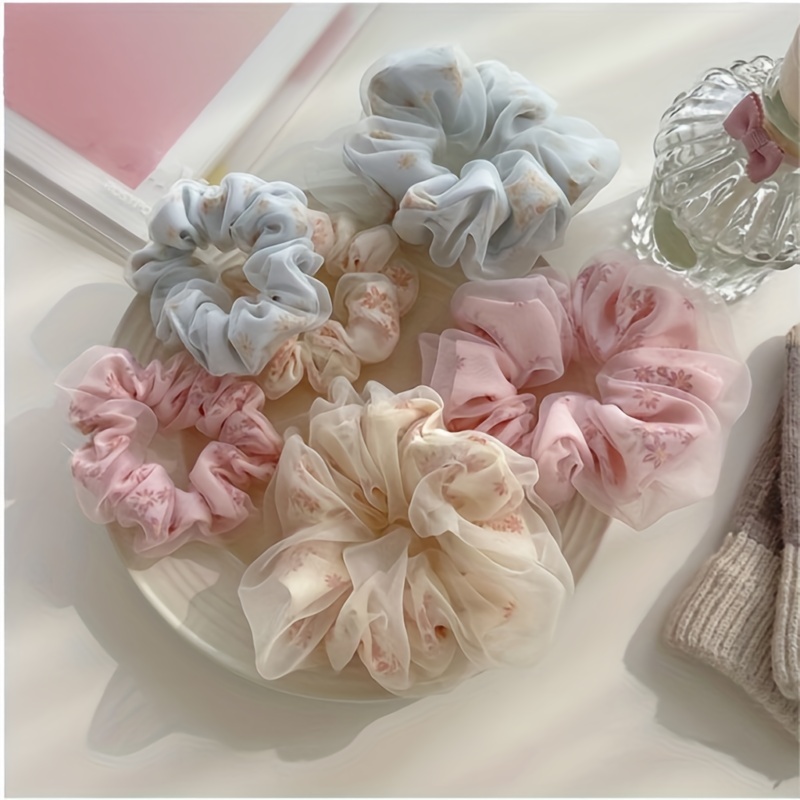 Organza Scrunchies Hair Ties Scrunchie Elastic Hair Bands For Women Girl  Ponytail Holder Hair Rope