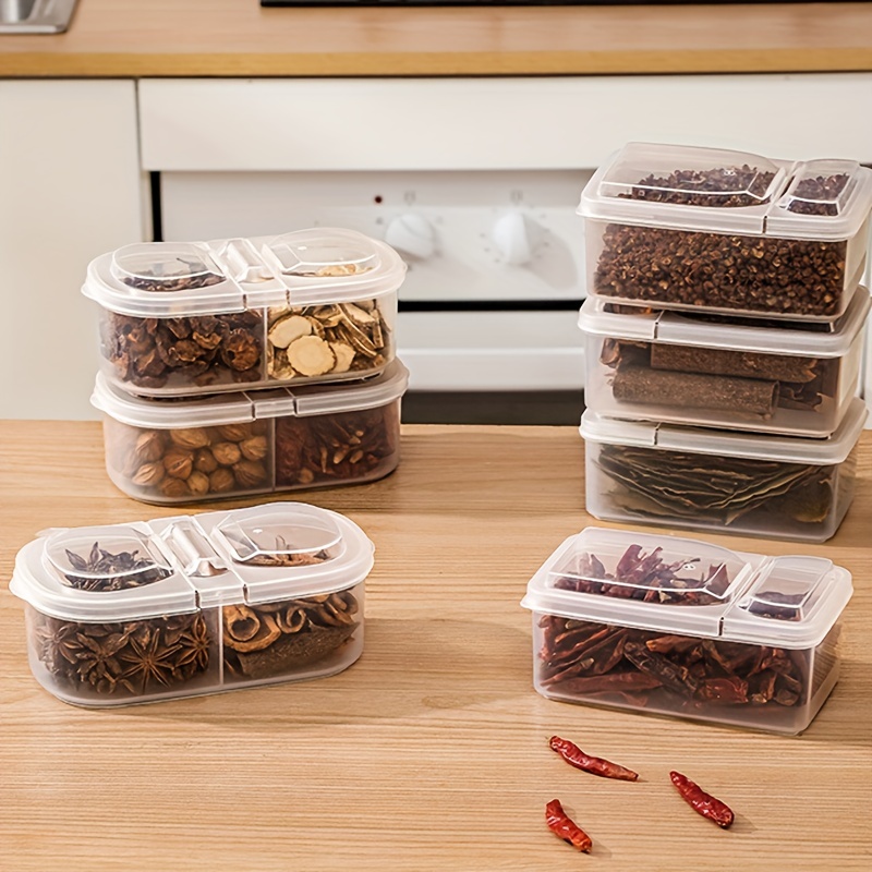 1pc Clear Food Storage Box, Flip Top Seasoning Storage Box For Kitchen