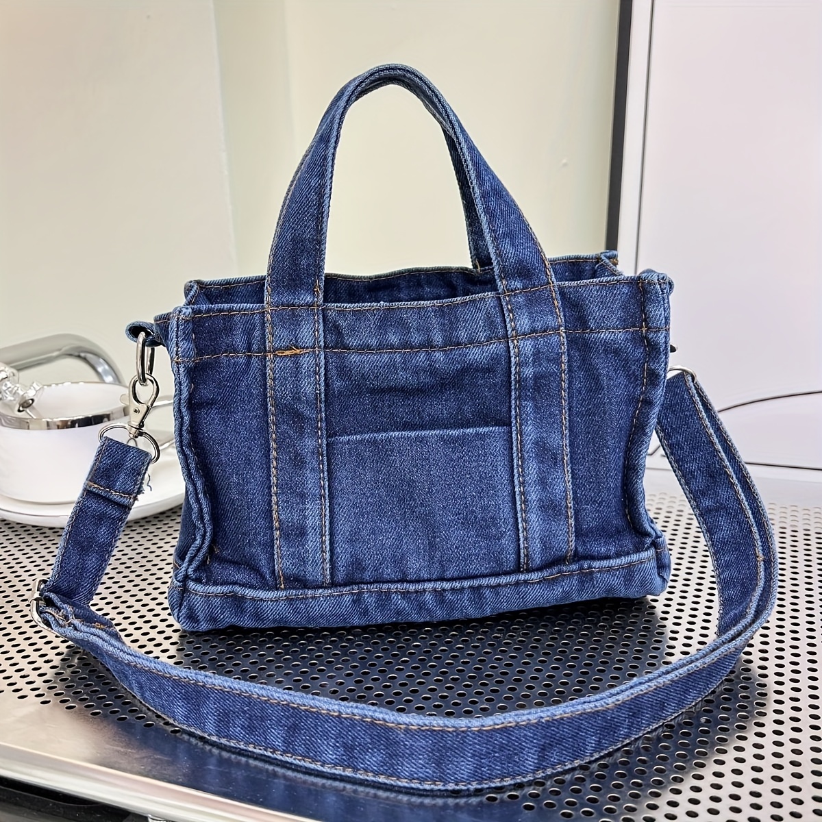 Denim Tote Bag For Women, Large Capacity Shoulder Bag, Y2k Sweet Cool  Handbag For Work School - Temu