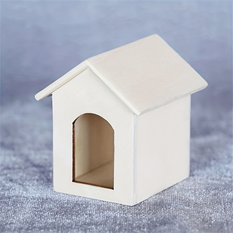 Dollhouse Dog House Toy Accessories Mini Wooden Kennel Model - Temu