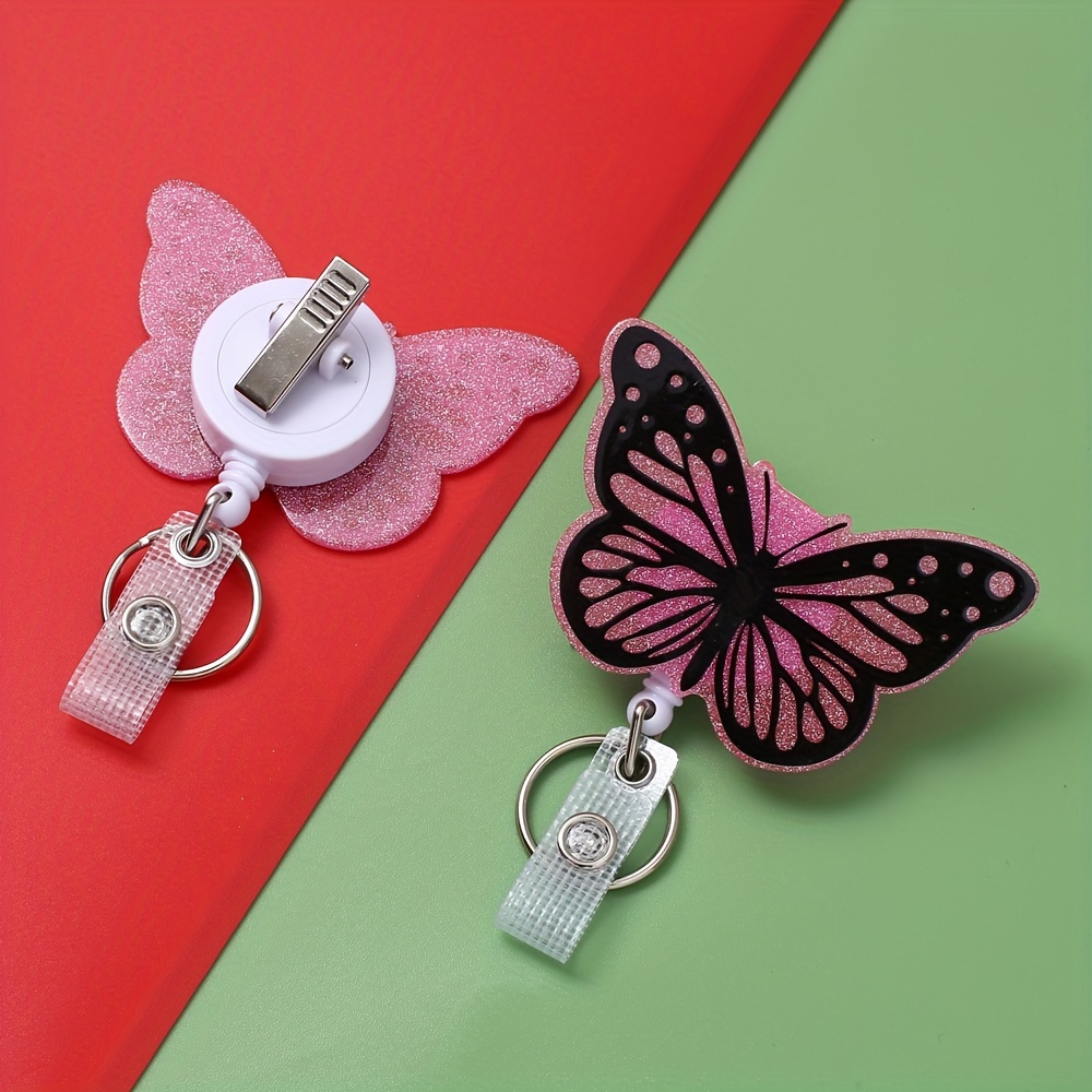 Butterfly Pattern Badge Reel Retractable Nurse Id Name Card - Temu