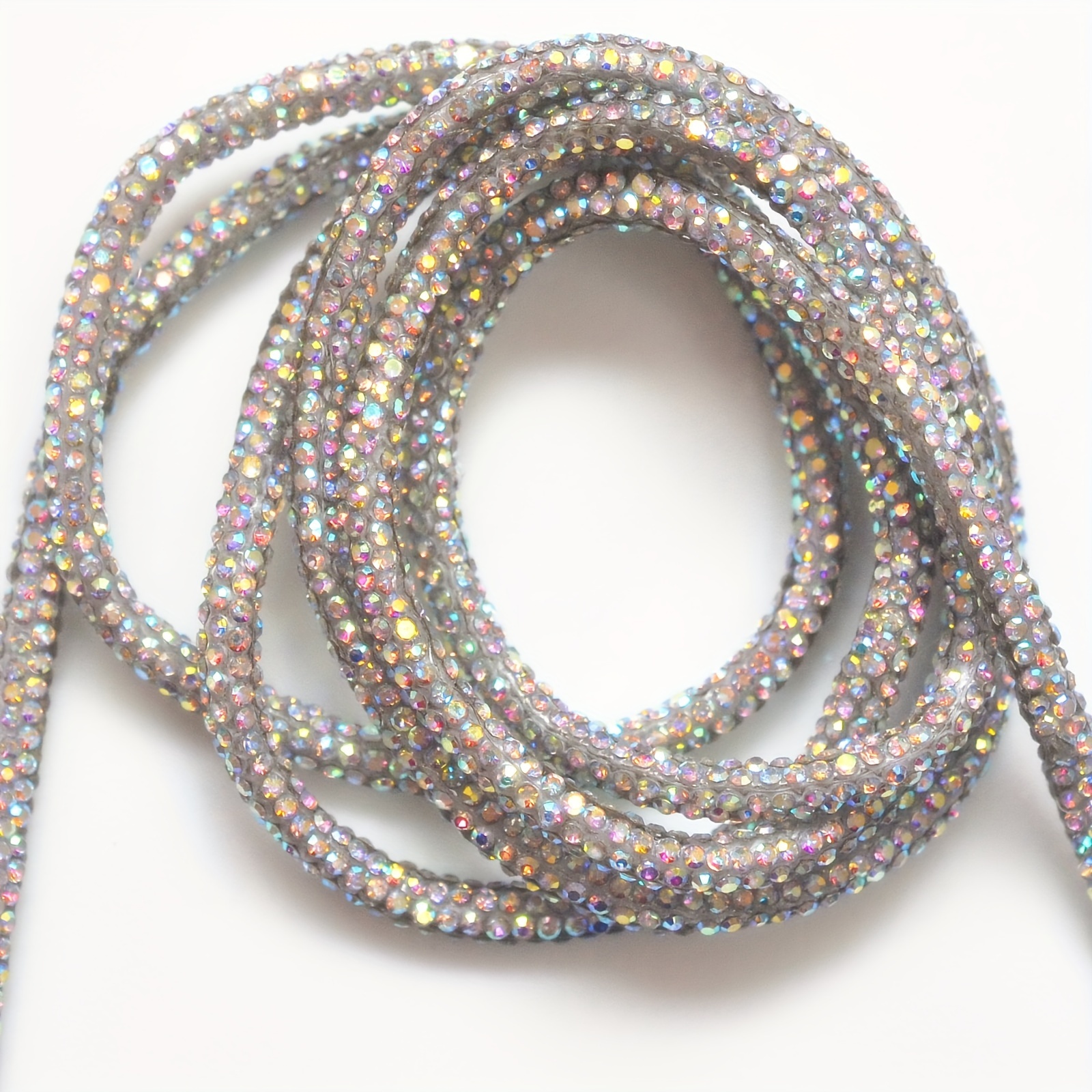Rhinestones Tube for Crafts Bling Rhinestone Rope Glitter Cord Tube for DIY  Bows,Hairband,Shoe Laces Wedding Dress Costume Decoration Accessories